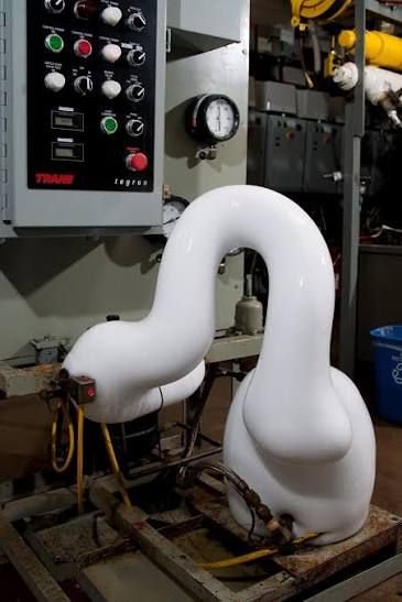 The real Snowball — ice-encased Trane Climatuff compressor at the Tyler, Texas test lab